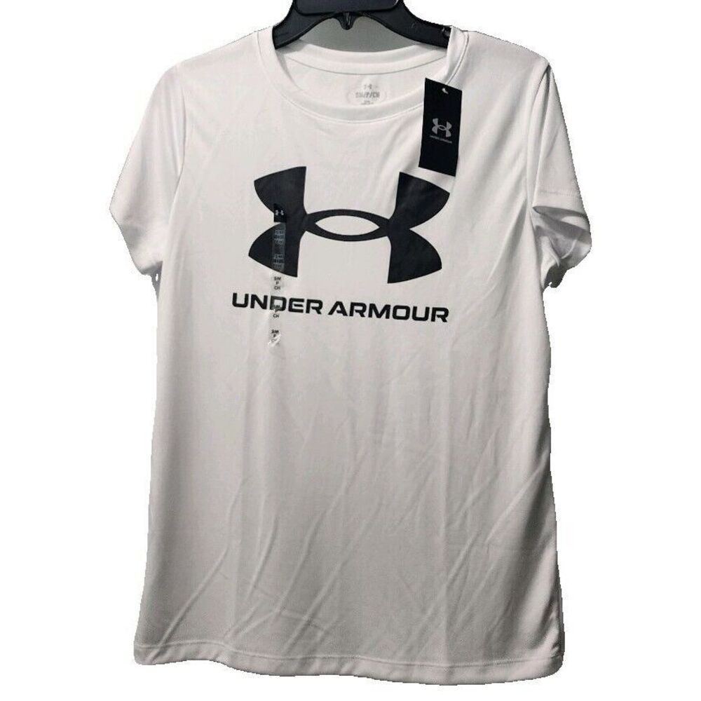 Under Armour Women's Size‎ S Velocity Graphic BL SSC White T-Shirt